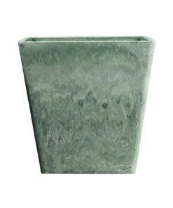 1-SOGA 27cm Green Grey Square Resin Plant Flower Pot in Cement Pattern Planter Cachepot for Indoor Home Office