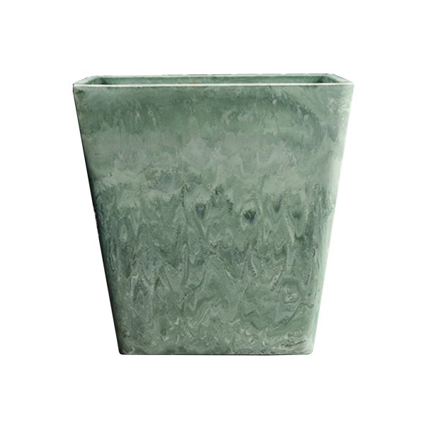 1-SOGA 27cm Green Grey Square Resin Plant Flower Pot in Cement Pattern Planter Cachepot for Indoor Home Office