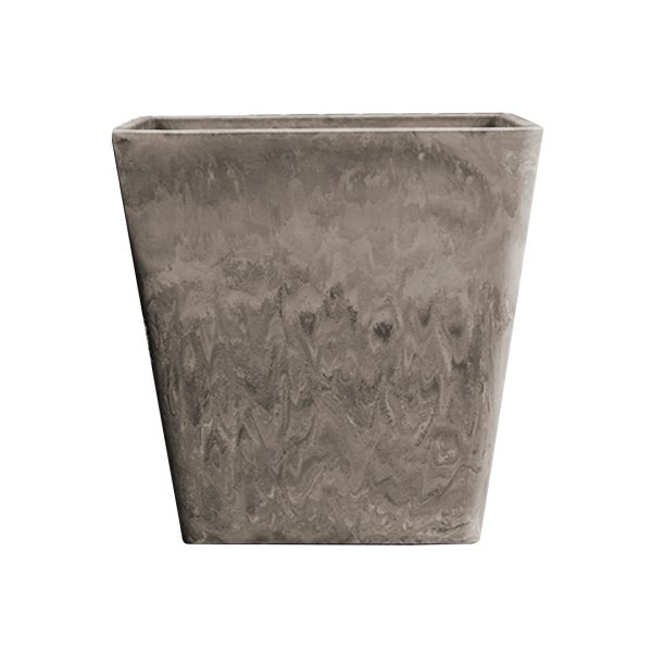 1-SOGA 27cm Sand Grey Square Resin Plant Flower Pot in Cement Pattern Planter Cachepot for Indoor Home Office