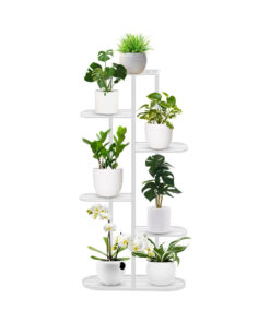 1-SOGA 6 Tier 7 Pots White Metal Plant Rack Flowerpot Storage Display Stand Holder Home Garden Decor