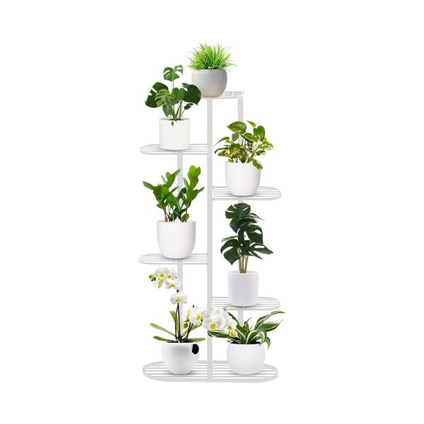 1-SOGA 6 Tier 7 Pots White Metal Plant Rack Flowerpot Storage Display Stand Holder Home Garden Decor