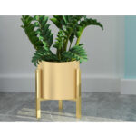 3-SOGA 30CM Gold Metal Plant Stand with Flower Pot Holder Corner Shelving Rack Indoor Display