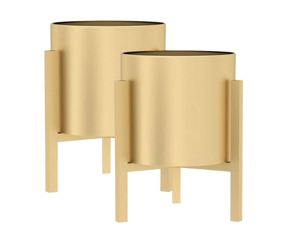 1-SOGA 2X 30CM Gold Metal Plant Stand with Flower Pot Holder Corner Shelving Rack Indoor Display