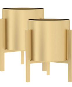 1-SOGA 2X 30CM Gold Metal Plant Stand with Flower Pot Holder Corner Shelving Rack Indoor Display