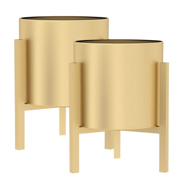 1-SOGA 2X 30CM Gold Metal Plant Stand with Flower Pot Holder Corner Shelving Rack Indoor Display