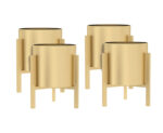 1-SOGA 4X 30CM Gold Metal Plant Stand with Flower Pot Holder Corner Shelving Rack Indoor Display