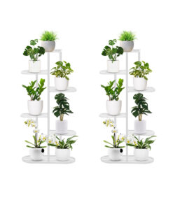 1-SOGA 2X 6 Tier 7 Pots White Metal Plant Rack Flowerpot Storage Display Stand Holder Home Garden Decor