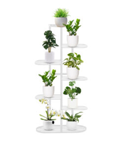 1-SOGA 7 Tier 8 Pots White Metal Plant Rack Flowerpot Storage Display Stand Holder Home Garden Decor