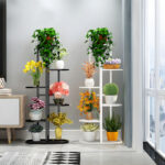 7-SOGA 7 Tier 8 Pots White Metal Plant Rack Flowerpot Storage Display Stand Holder Home Garden Decor