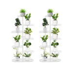 1-SOGA 2X 7 Tier 8 Pots White Metal Plant Rack Flowerpot Storage Display Stand Holder Home Garden Decor
