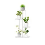1-SOGA 4 Tier 5 Pots White Metal Plant Rack Flowerpot Storage Display Stand Holder Home Garden Decor