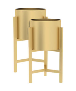 1-SOGA 2X 45CM Gold Metal Plant Stand with Flower Pot Holder Corner Shelving Rack Indoor Display