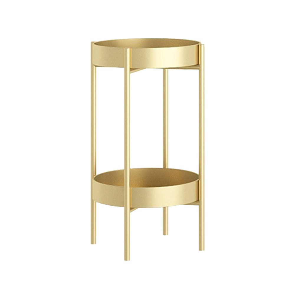 1-SOGA 2 Layer 50cm Gold Metal Plant Stand Flower Pot Holder Corner Shelving Rack Indoor Display