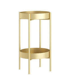 1-SOGA 2 Layer 50cm Gold Metal Plant Stand Flower Pot Holder Corner Shelving Rack Indoor Display