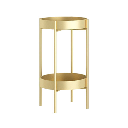 1-SOGA 2 Layer 50cm Gold Metal Plant Stand Flower Pot Holder Corner Shelving Rack Indoor Display