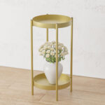 8-SOGA 2 Layer 50cm Gold Metal Plant Stand Flower Pot Holder Corner Shelving Rack Indoor Display