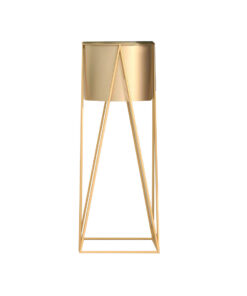 1-SOGA 50cm Gold Metal Plant Stand with Gold Flower Pot Holder Corner Shelving Rack Indoor Display