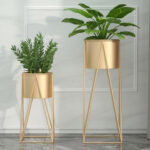 4-SOGA 50cm Gold Metal Plant Stand with Gold Flower Pot Holder Corner Shelving Rack Indoor Display