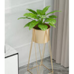 6-SOGA 50cm Gold Metal Plant Stand with Gold Flower Pot Holder Corner Shelving Rack Indoor Display