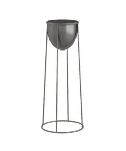 1-SOGA 50cm Round Wire Metal Flower Pot Stand with Black Flowerpot Holder Rack Display