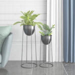 3-SOGA 4X 50cm Round Wire Metal Flower Pot Stand with Black Flowerpot Holder Rack Display