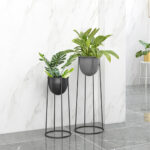 5-SOGA 4X 50cm Round Wire Metal Flower Pot Stand with Black Flowerpot Holder Rack Display