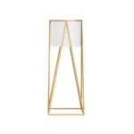 1-SOGA 50cm Gold Metal Plant Stand with White Flower Pot Holder Corner Shelving Rack Indoor Display