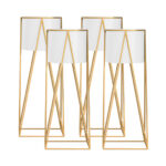 1-SOGA 4X 50cm Gold Metal Plant Stand with White Flower Pot Holder Corner Shelving Rack Indoor Display