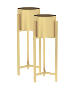 1-SOGA 2X 60cm Gold Metal Plant Stand with Flower Pot Holder Corner Shelving Rack Indoor Display