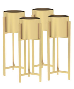 1-SOGA 4X 60cm Gold Metal Plant Stand with Flower Pot Holder Corner Shelving Rack Indoor Display