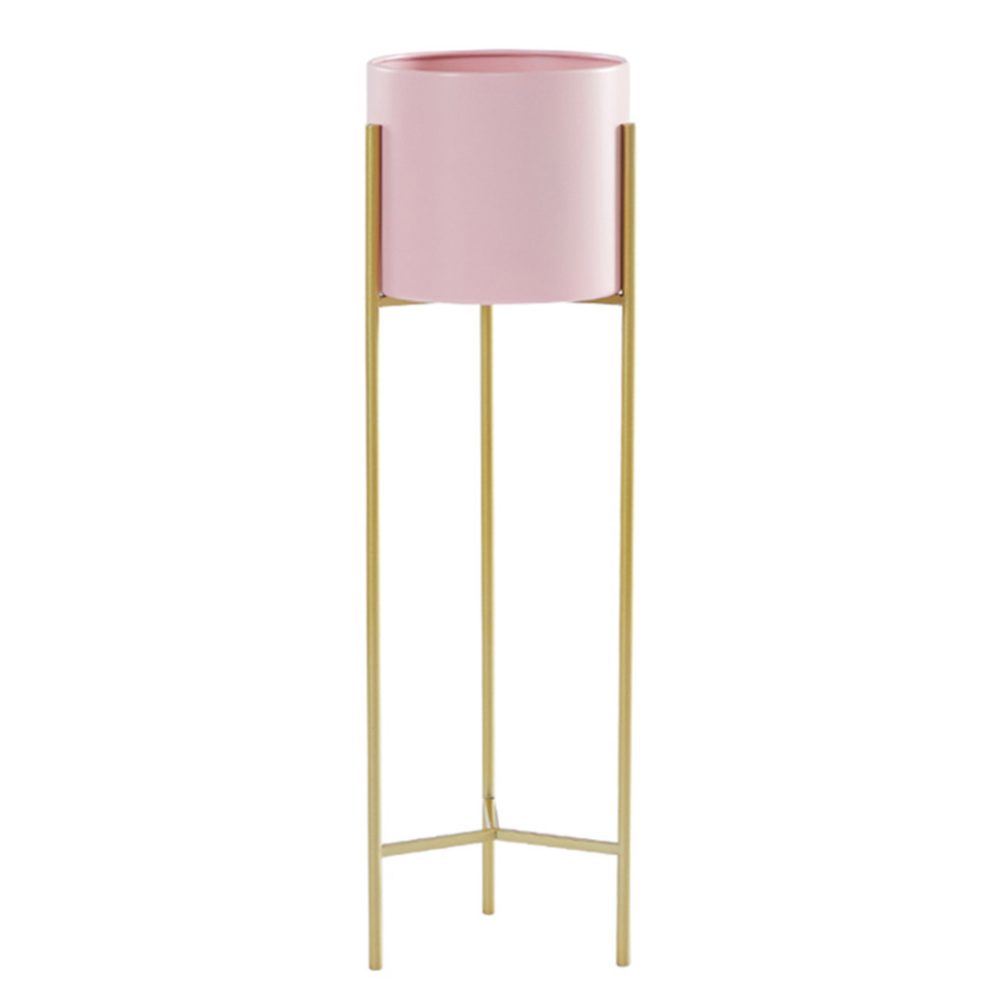 1-SOGA 2 Layer 60cm Gold Metal Plant Stand with Pink Flower Pot Holder Corner Shelving Rack Indoor Display