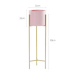 2-SOGA 4X 2 Layer 60cm Gold Metal Plant Stand with Pink Flower Pot Holder Corner Shelving Rack Indoor Display