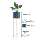 2-SOGA 2X 2 Layer 65cm Gold Metal Plant Stand with Blue Flower Pot Holder Corner Shelving Rack Indoor Display