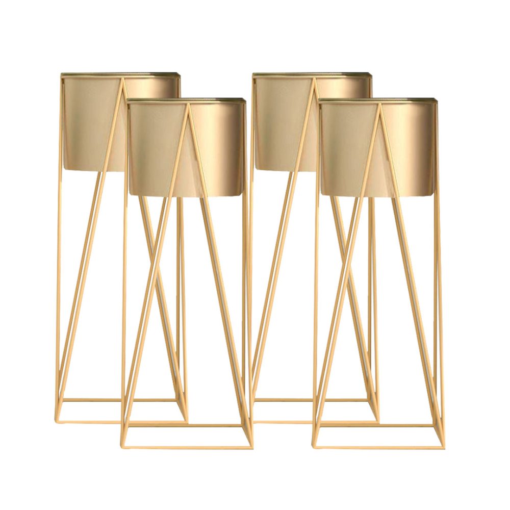1-SOGA 4X 70cm Gold Metal Plant Stand with Gold Flower Pot Holder Corner Shelving Rack Indoor Display
