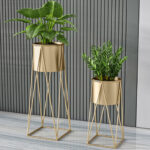 5-SOGA 4X 70cm Gold Metal Plant Stand with Gold Flower Pot Holder Corner Shelving Rack Indoor Display