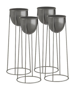 1-SOGA 4X 70cm Round Wire Metal Flower Pot Stand with Black Flowerpot Holder Rack Display