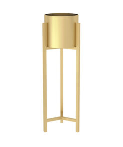 1-SOGA 75cm Gold Metal Plant Stand with Flower Pot Holder Corner Shelving Rack Indoor Display