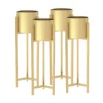 1-SOGA 4X 75cm Gold Metal Plant Stand with Flower Pot Holder Corner Shelving Rack Indoor Display