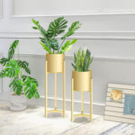 5-SOGA 4X 75cm Gold Metal Plant Stand with Flower Pot Holder Corner Shelving Rack Indoor Display