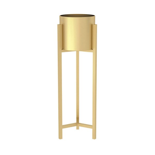 1-SOGA 90cm Gold Metal Plant Stand with Flower Pot Holder Corner Shelving Rack Indoor Display