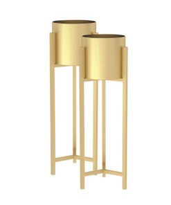 1-SOGA 2X 90cm Gold Metal Plant Stand with Flower Pot Holder Corner Shelving Rack Indoor Display