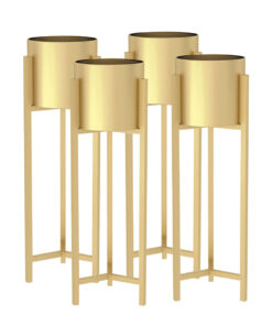1-SOGA 4X 90cm Gold Metal Plant Stand with Flower Pot Holder Corner Shelving Rack Indoor Display