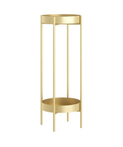 1-SOGA 2 Layer 80cm Gold Metal Plant Stand Flower Pot Holder Corner Shelving Rack Indoor Display