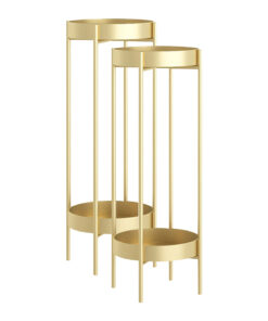 1-SOGA 2X 2 Layer 80cm Gold Metal Plant Stand Flower Pot Holder Corner Shelving Rack Indoor Display