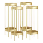 1-SOGA 4X 2 Layer 80cm Gold Metal Plant Stand Flower Pot Holder Corner Shelving Rack Indoor Display