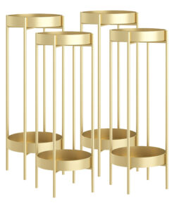 1-SOGA 4X 2 Layer 80cm Gold Metal Plant Stand Flower Pot Holder Corner Shelving Rack Indoor Display