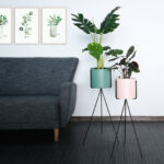 8-SOGA 80cm Tripod Flower Pot Plant Stand with Pink Flowerpot Holder Rack Indoor Display