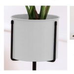 5-SOGA 80cm Tripod Flower Pot Plant Stand with White Flowerpot Holder Rack Indoor Display