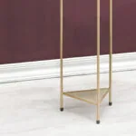 5-SOGA 2 Layer 81cm Gold Metal Plant Stand with Blue Flower Pot Holder Corner Shelving Rack Indoor Display