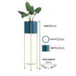 2-SOGA 2X 2 Layer 81cm Gold Metal Plant Stand with Blue Flower Pot Holder Corner Shelving Rack Indoor Display